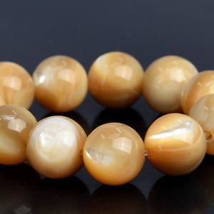 7-8MM Yellow Trochidae Shell Beads Grade AAA Genuine Natural Gemstone Round Loose Beads 7.5" Bulk Lot Options (102894h-623)