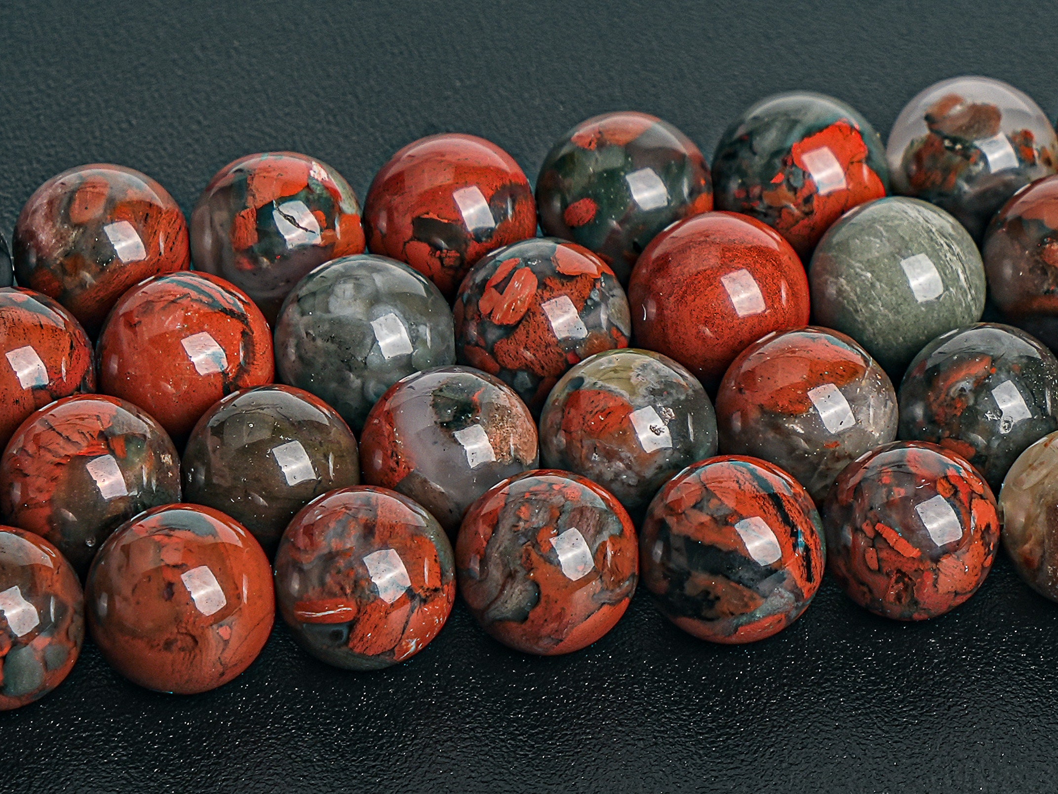 Red Gray Brecciated Jasper Beads Genuine Natural Grade A+ Gemstone