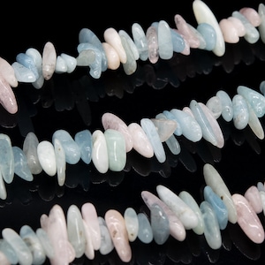 12-24x3-5MM Beryl Morganite Aquamarine Beads Stick Pebble Chip Grade A Genuine Natural Beads 15.5&quot; / 7.5&quot; Bulk Lot Options (111263)