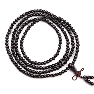 4 MM svarta ebenholts Mala-pärlor i svart trä, 216 st runda pärlor i naturträ, 86 cm, bulkalternativ (80000-571)