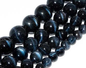 Blue Tiger Eye Beads Grade AAA Genuine Natural Gemstone Round Loose Beads 6MM 8MM 10MM 12MM Bulk Lot Options