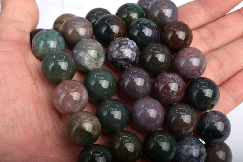 103560hf-1002 15MM Indian Agate Beads Grade AAA Genuine Natural Gemstone Quarter Strand Round Loose Beads 4 BULK LOT 1,3,5,10 and 50