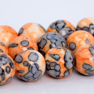 Orange & Blue Black Rain Flower Jade Beads Round Loose Beads 4MM 6MM 8MM 9-10MM 12MM Bulk Lot Options