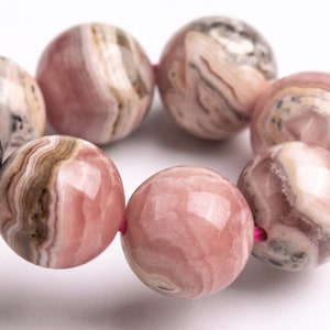 NUR EIN 9-10MM Argentinien Rhodochrosite Perlen Grau Rosa Armband Klasse A + echte natürliche Runde Edelstein 7 &quot;(123413h-1454)