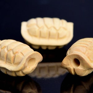 2 Pcs 14x8MM Natural Boxwood Handcrafted Beads Turtle Shell Carved Bulk Lot Options (80272-724)