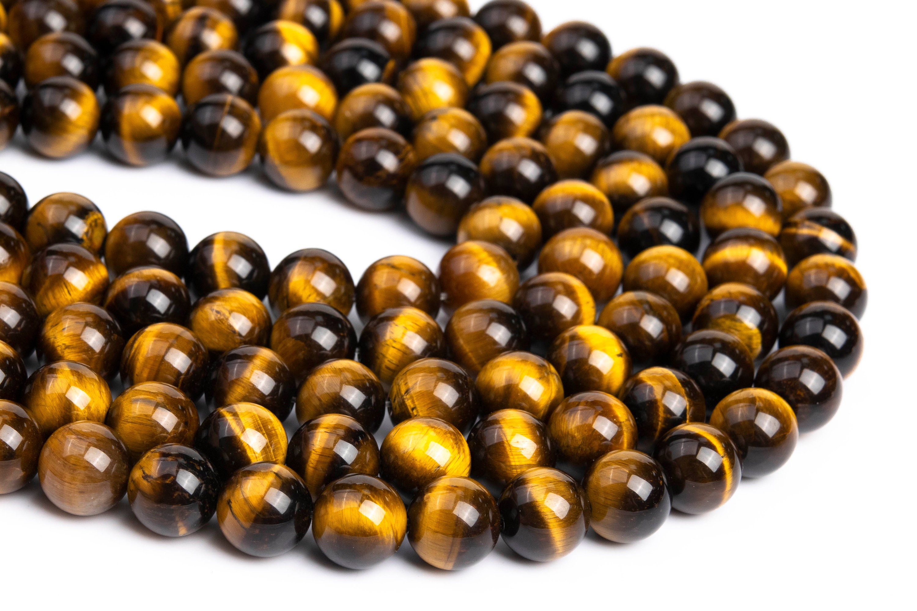 Qiwan 45pcs 8mm Yellow Tiger Eye A Grade Gemstone Loose Beads Natural Round Crystal Energy Stone Healing Power for Jewelry Making