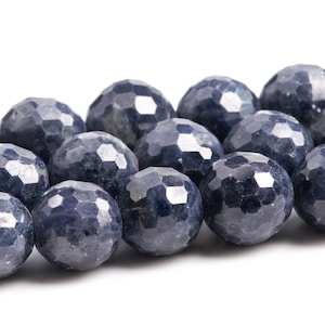 7MM Deep Blue Sapphire Beads Grade AA Genuine Natural Gemstone Micro Faceted Round Loose Beads 16&quot; / 8&quot; Bulk Lot Options (124453)