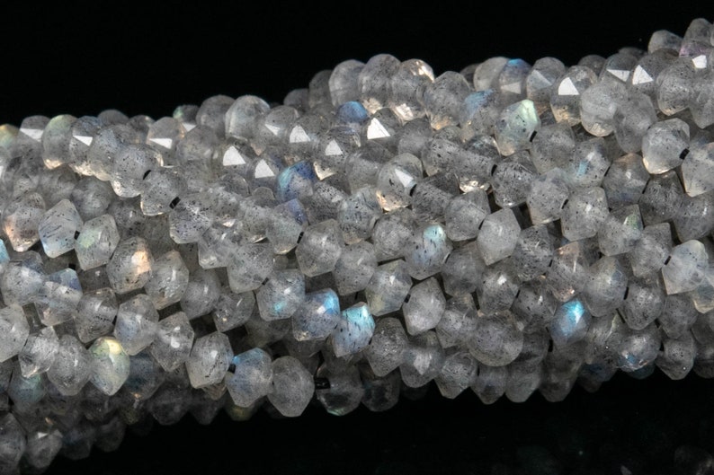 3x2MM Light Gray Labradorite Beads AAA Genuine Natural Gemstone Full Strand Faceted Rondelle Loose Beads 15 Bulk Lot Options 111779-3407
