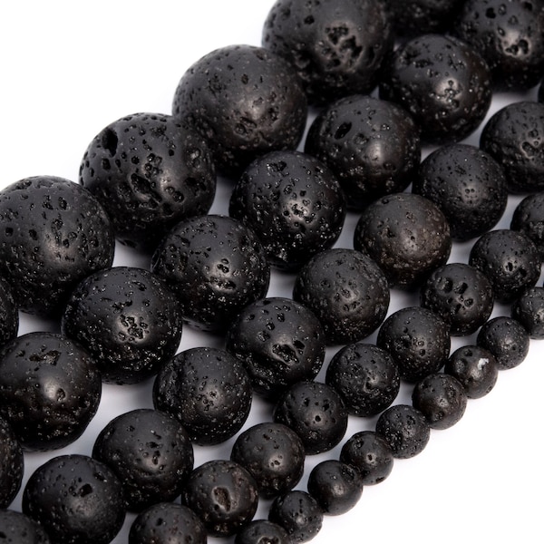 Black Volcanic Lava Beads Natural Grade AAA Gemstone 6MM 8MM 10MM 16MM Round Loose Beads