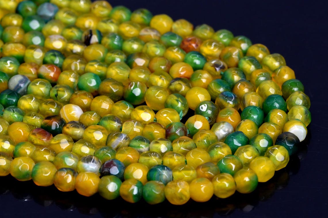 4MM Mustard Yellow Agate Beads Grade A Natural Gemstone Etsy