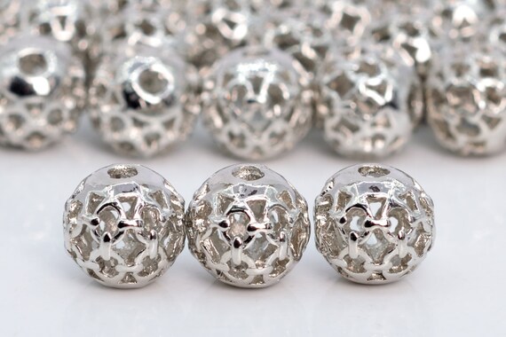 8MM Silver Tone Spacer Beads Round 10 Pcs Bulk Lot Options 60139-1567
