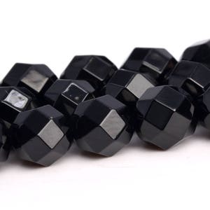 8MM Black Agate Beads AAA Genuine Natural Gemstone Full Strand Faceted Round Square Cut Loose Beads 15&quot; BULK LOT 1,3,5,10,50 (103191-728)
