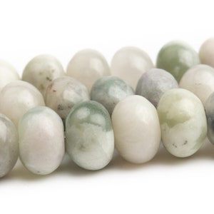 6x4MM Milky Green Jade Beads Grade AAA Genuine Natural Gemstone Rondelle Loose Beads 15&quot; / 7.5&quot; Bulk Lot Options (110578)