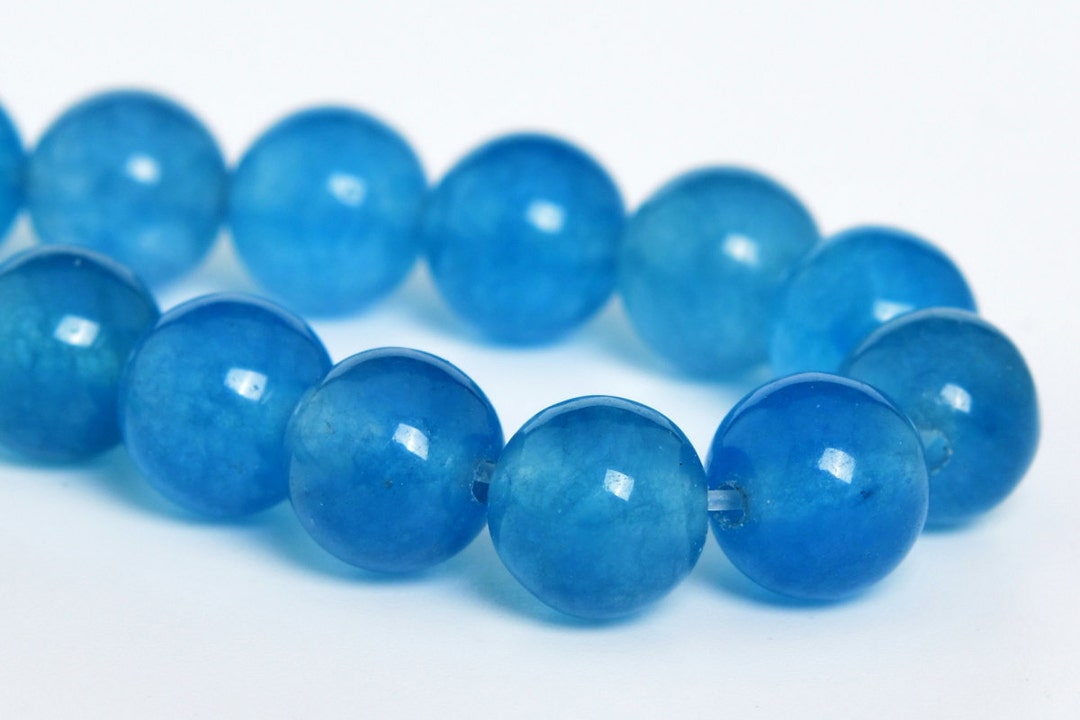 8mm Winter Blue Jade Beads Grade Aaa Natural Gemstone Half Etsy
