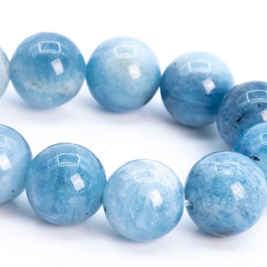 9MM Sky Blue Aquamarine Biotite Inclusions Beads Brazil Grade AA Genuine Natural Gemstone Half Strand Round Loose Beads 7&quot; (114134h-3765)