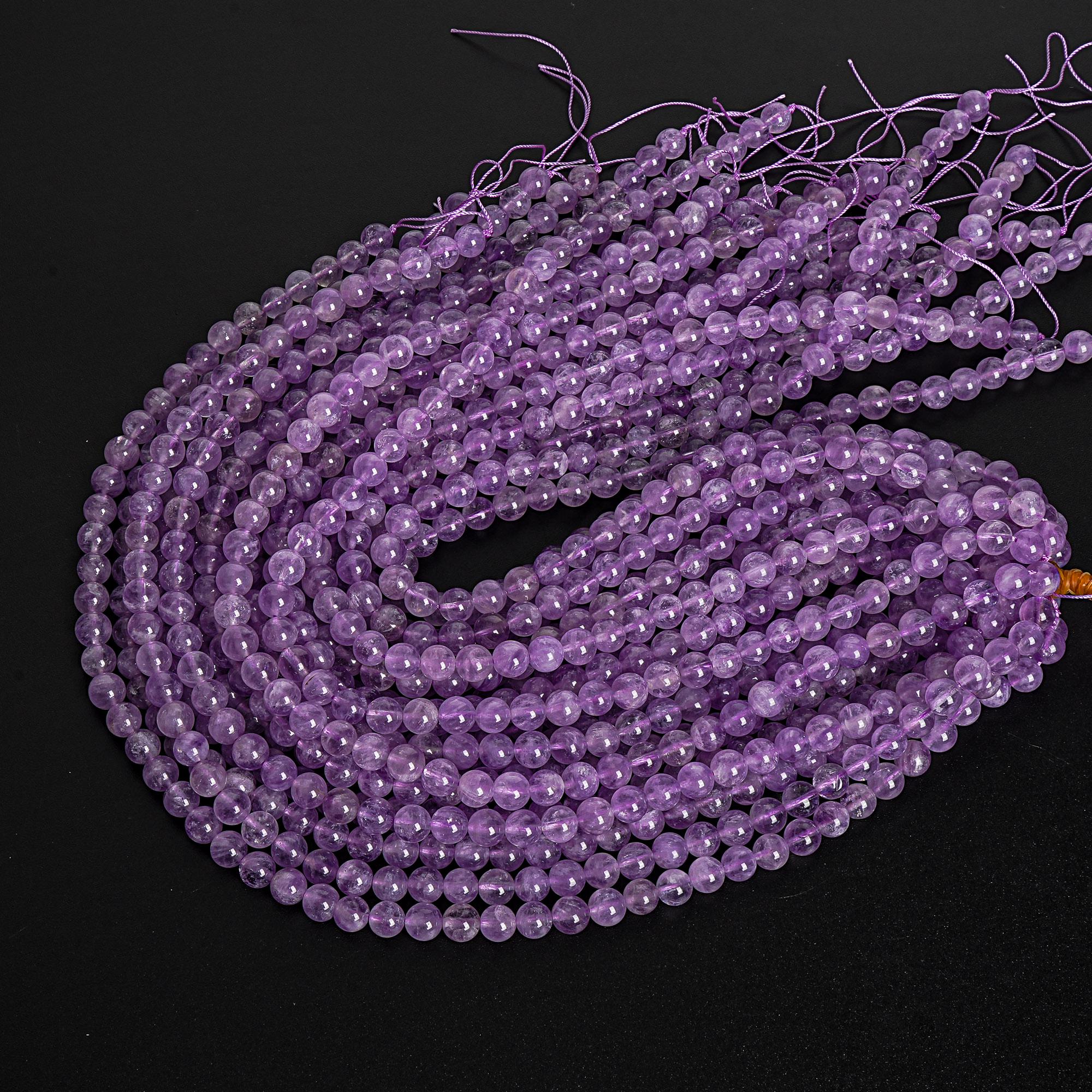 Translucent Amythyst 11MM Translucent Light Lavender Amethyst Beads Brazil AA Genuine ...
