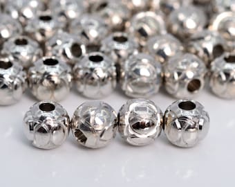 6MM Silver Tone Spacer Beads Round 20 Pcs Bulk Lot Options (60111-1575)