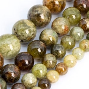 Green Garnet Beads Genuine Natural Africa Grade AA Gemstone Round Loose Beads 6MM 8MM 10MM 12MM Bulk Lot Options