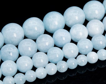 Quartz Beads Aquamarine Blue Color Grade AAA Gemstone Round Loose Beads 6MM 8MM 10MM 12MM Bulk Lot Options