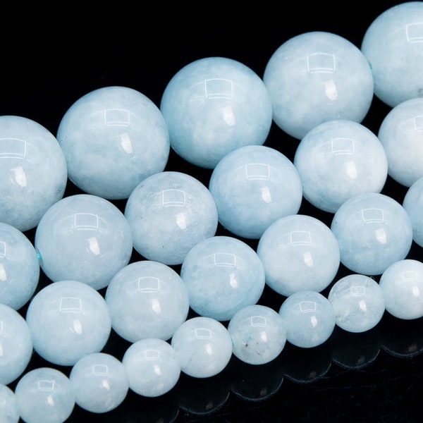 Quartz Beads Aquamarine Blue Color Grade AAA Gemstone Round Loose Beads 6MM 8MM 10MM 12MM Bulk Lot Options