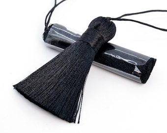 2 Stück 2,1 "/ 5 cm schwarze Quaste 1 cm Dicke Kunstseide Handcraft Quasten für Schmuckherstellung Masse Lot Optionen (64101-2463)