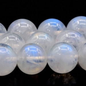 Blue Flash Moonstone Beads Genuine Natural Grade AAA Round Loose Beads 4MM 6MM 8MM 10MM 12MM Bulk Lot Options