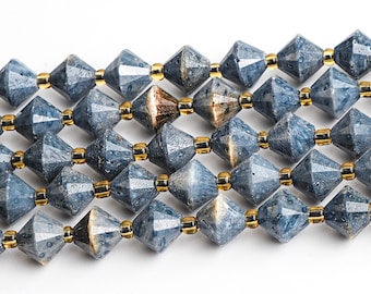Cuentas de coral azul de 8MM Grado AA Piedra preciosa natural genuina Bicono Facetado Cuentas sueltas 15"/7.5" Opciones de lote a granel(126705)