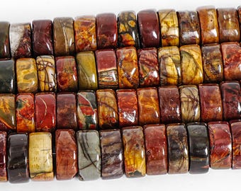 Grade AAA Picasso Jasper Disc Heishi Beads Unique Natural Multicolor Gemstone Loose Beads 15" Strand For Bracelet Necklace Earrings Making