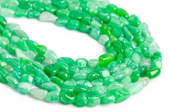 公式 Green Grass 5-9MM Burma AAA Grade Beads Chips Pebble Jade その他