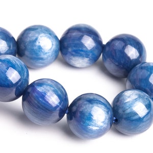 10MM Kyanite Beads Blue Bracelet Grade AAA Genuine Natural Round Gemstone 7.5&quot; (119289h-1230)