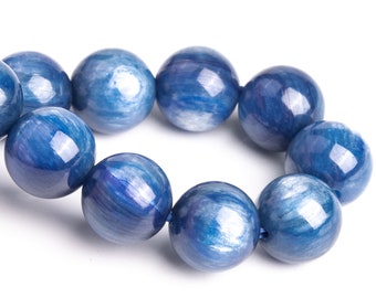 10MM Kyanite Beads Blue Bracelet Grade AAA Genuine Natural Round Gemstone 7.5" (119289h-1230)