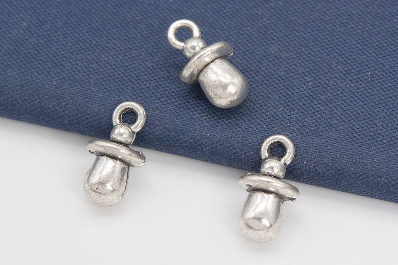 65896-3353 13x7x2MM Pacifier Charm Antique Sliver Tone Zinc Metal Alloy Charm 10 Pcs Bulk Lot Options