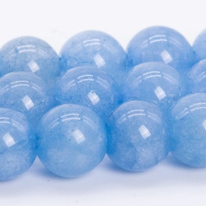 8MM  Water Blue Jade Beads Grade AAA Natural Gemstone Full Strand Round Loose Beads 15" BULK LOT 1,3,5,10 and 50 (104018-1091)
