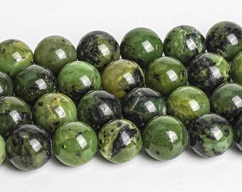 Green Canadian Jade Beads Genuine Natural Grade AA Gemstone Round Loose Beads 6MM 8MM Bulk Lot Options