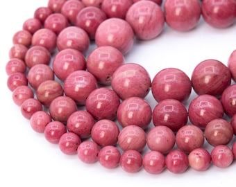 Rose Pink Rhodonite Beads Grade AAA Genuine Natural Gemstone Round Loose Beads 4MM 6MM 8MM 10MM 12MM Bulk Lot Options