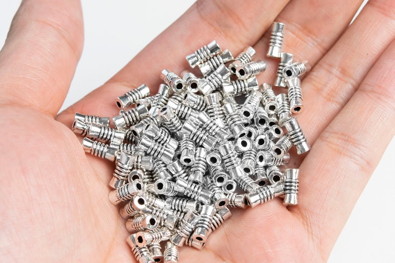 9x4MM Antique Silver Tone Spacer Beads Tube 30 Pcs Bulk Lot Options 62678-2341