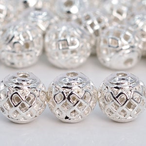 8MM 18k White Gold Tone Spacer Beads Round 10 Pcs Bulk Lot Options (60475-1665)