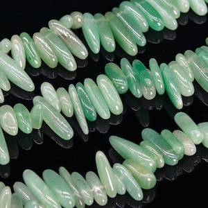 12-24x3-5MM Parsley Bunch Aventurine Beads Stick Pebble Chip Grade AAA Genuine Natural Loose Beads 15.5&quot; / 7.5&quot; Bulk Lot Options (111239)