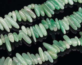 12-24x3-5MM Parsley Bunch Aventurine Beads Stick Pebble Chip Grade AAA Genuine Natural Loose Beads 15.5" / 7.5" Bulk Lot Options (111239)