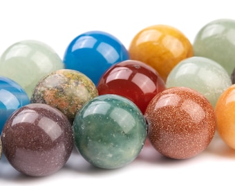 Mix Stone Beads Grade AAA Genuine Natural Gemstone Round Loose Beads 4MM 6MM 8MM 10MM 12MM Bulk Lot Options