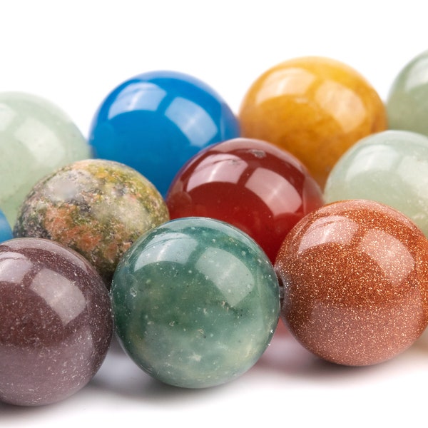 Mix Stone Beads Grade AAA Genuine Natural Gemstone Round Loose Beads 4MM 6MM 8MM 10MM 11-12MM Bulk Lot Options