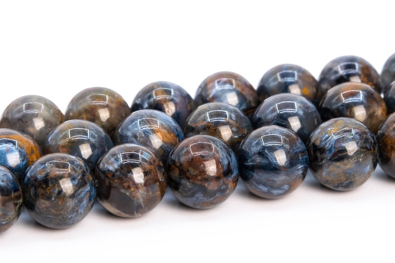 113533h-3717 7MM Stormy Ocean Blue Pietersite Beads Yellow Red Mix Grade AAA Genuine Natural Half Strand Round Beads 7 Bulk Lot Options