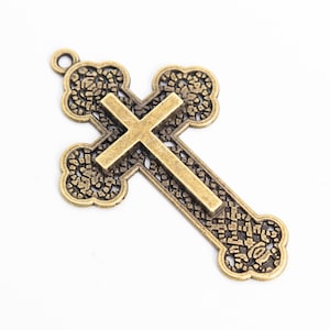 54x33MM Cross Charm Antique Bronze Tone Zinc Alloy Metal Charm 5 Pcs Bulk Lot Options (110153-1792)