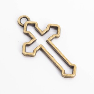 37x21MM Cross Charm Antique Bronze Tone Zinc Alloy Metal Charm 10 Pcs Bulk Lot Options (110390-3141)