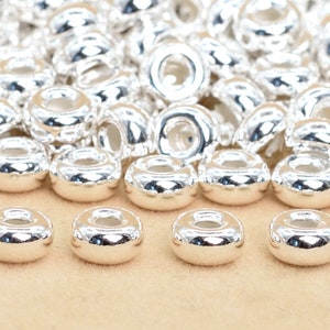 4X2MM Sterling Silver Spacer Beads Rondelle 20 Pcs Solid Silver  (63942-2131)