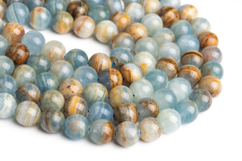 Blue Onyx Lemurian Aquatine Calcite Beads Genuine Natural Grade AA Gemstone Round Loose Beads 6MM 8MM 10MM 12MM Bulk Lot Options image 2