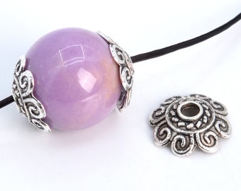 8x2MM Floral Bead Cap Antique Silver Tone Zinc Alloy 30 Pcs Bulk Lot Options (62851-2333)
