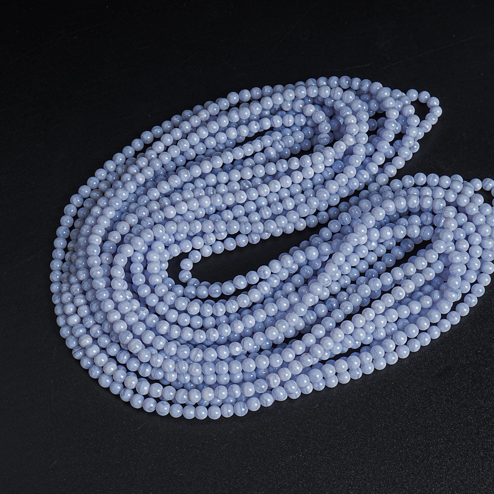 Brazil Blue Lace Agate Beads Genuine Natural Round Gemstone Beads