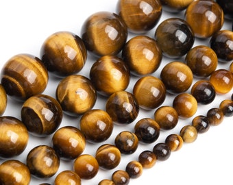 Yellow Tiger Eye Beads Genuine Natural Grade AAA Gemstone Round Loose Beads 4MM 6MM 8MM 10MM 12MM Bulk Lot Options