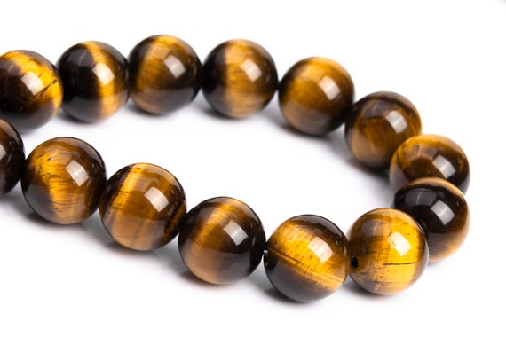 12/14mm Natural Yellow tiger's eye stone Gemstone Beads Bracelet 7.5" AAA 